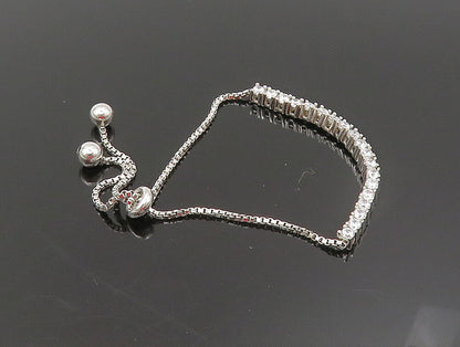 925 Silver  White Cubic Zirconia Adjustable Child Box Chain Bracelet  BT1002