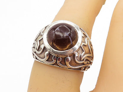 925 Sterling Silver  Vintage Cabochon Smoky Topaz Cocktail Ring Sz 6  RG4451