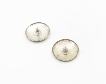 925 Sterling Silver Vintage Etched Button Drop Earrings EG9123