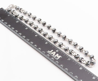 925 Sterling Silver Vintage Necklace Spinning Rings & Carve Linked Rings NE4282