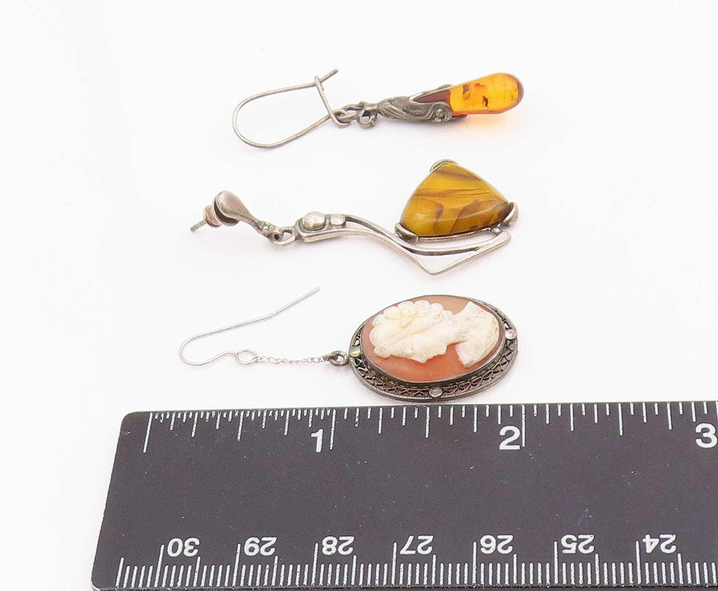 925 Sterling Silver Vintage Earrings Multi Gemstone Designer Single Lot  EG14294