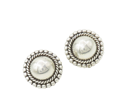 DESIGNER 925 Silver  Vintage Shiny Smooth Twist Dome Drop Earrings  EG8592