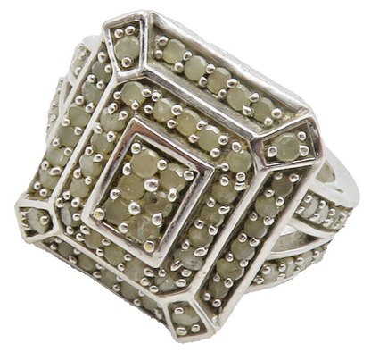 925 Sterling Silver  Genuine Diamonds Square Shiny Cocktail Ring Sz 6  RG12501