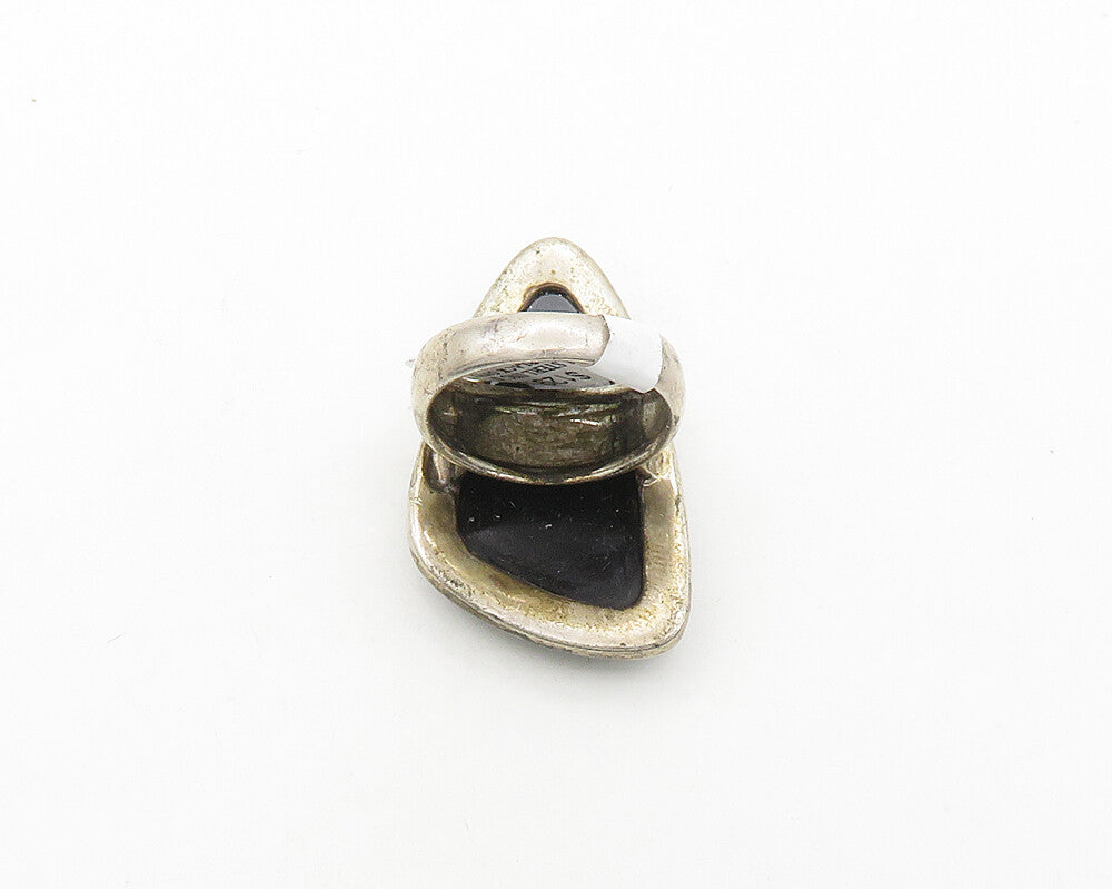 BARSE 925 Sterling Silver  Vintage Black Onyx Shiny Cocktail Ring Sz 8 RG19859