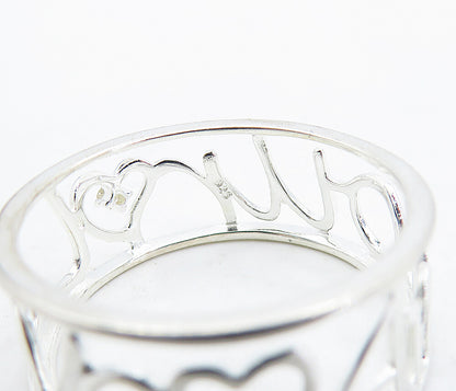 925 Sterling Silver  Topaz Accented Love Amour Open Band Ring Sz 9  RG4985