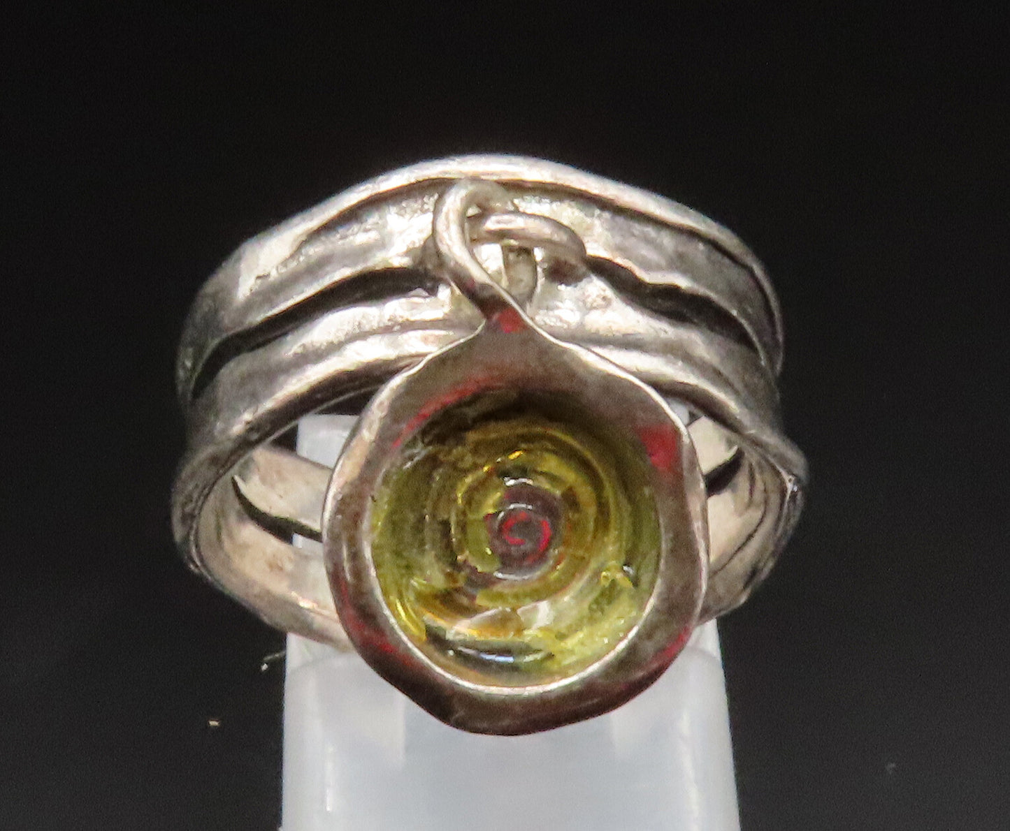 ISRAEL 925 Silver  Vintage Open Wavy Band Spiral Charm Ring Sz 7.5  RG25251