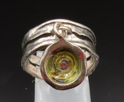 ISRAEL 925 Silver  Vintage Open Wavy Band Spiral Charm Ring Sz 7.5  RG25251