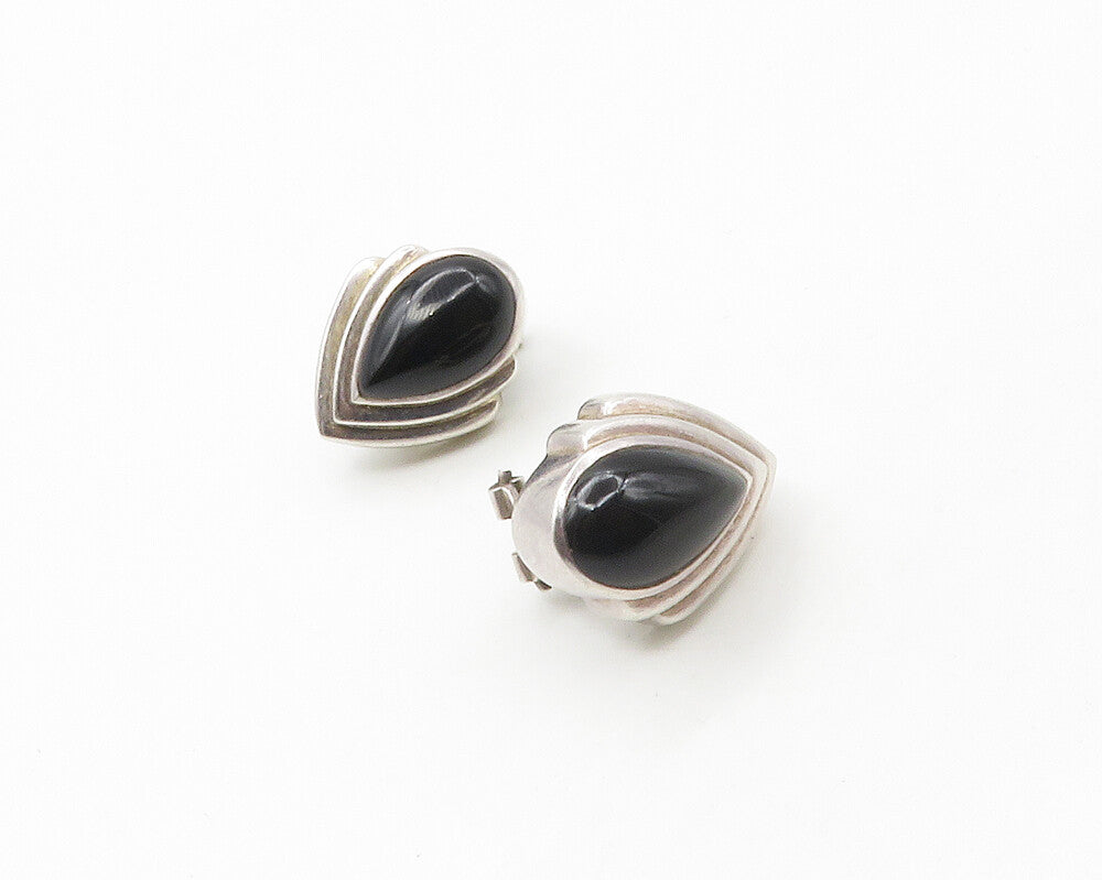 CHARLES KRYPELL 925 Silver & 14K GOLD  Vintage Black Onyx Drop Earrings EG8814