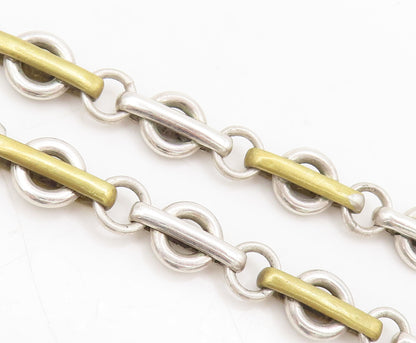 MEXICO 925 Silver  Vintage Rings Connected By Golden Loop Necklace  NE4189