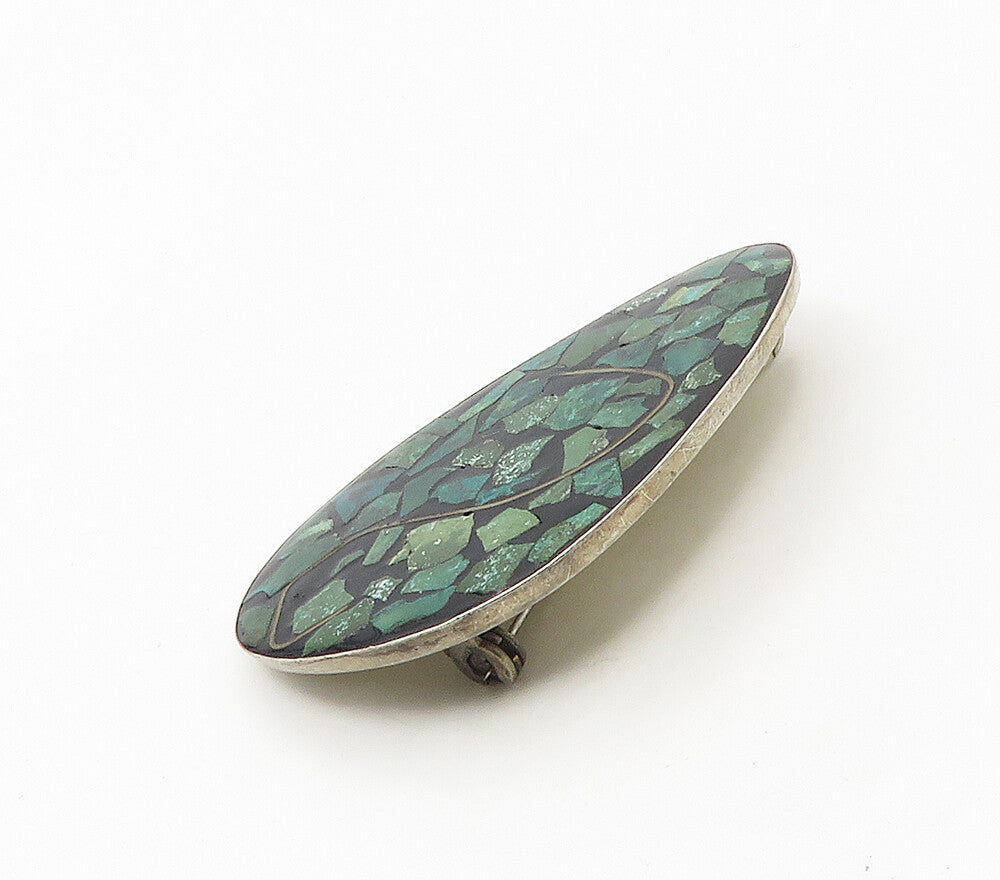 ISRAEL 925 Sterling Silver  Vintage Eilat Mosaic Pattern Brooch Pin  BP6580