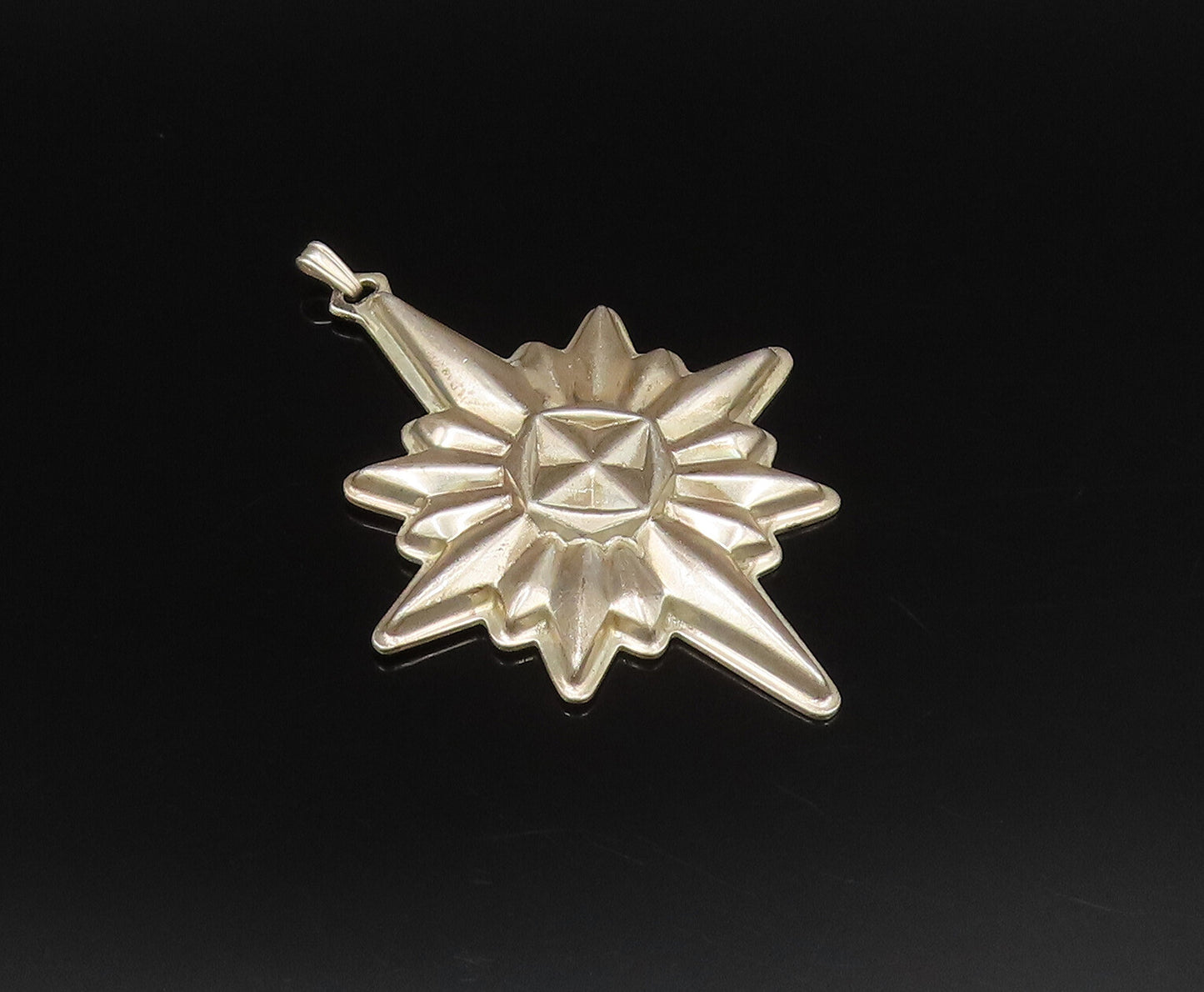 REED & BARTON 925 Silver  Vintage Christmas Star Ornate Drop Pendant  PT21622