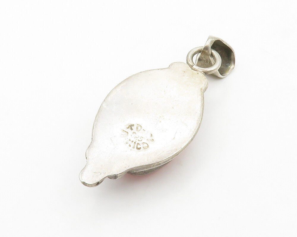 MEXICO 925 Sterling Silver Vintage Cabochon Rhodochrosite Pendant PT10575