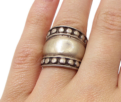 925 Sterling Silver  Vintage Pebbled Edges Thick Band Ring Sz 5.5  RG3368