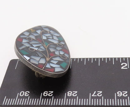 925 Sterling Silver Vintage Brooch Pin ISRAEL Crushed Glass Work Leaf   BP11218