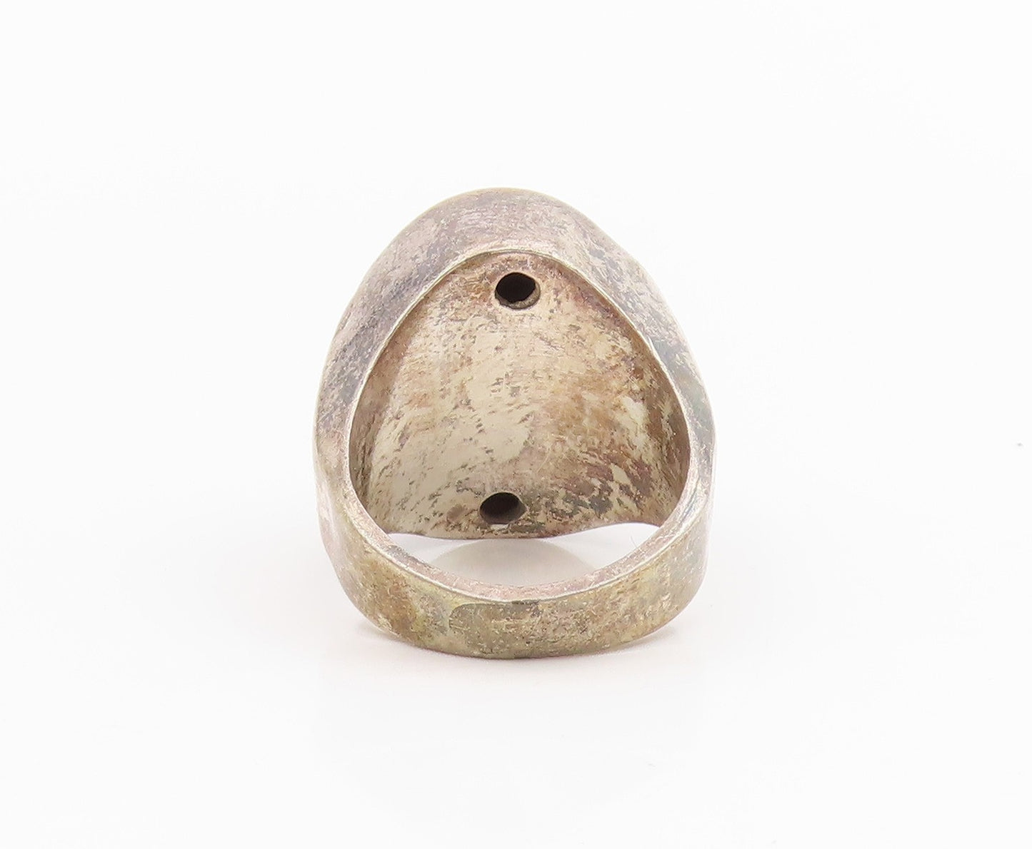 925 Sterling Silver Vintage Ring Modernist Carved Chunky Band  Sz 8.5  RG34193