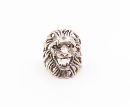 925 Sterling Silver Vintage Ring Roaring Lion Head Cutout Band  Sz 6.5  RG35794