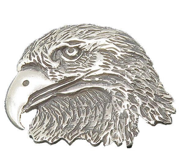 925 Sterling Silver  Vintage Shiny Eagle Head Pendant  PT18156
