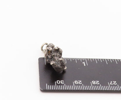 925 Sterling Silver Vintage Pendant Brutalist Carved Puddle Dog Charm  PT24024