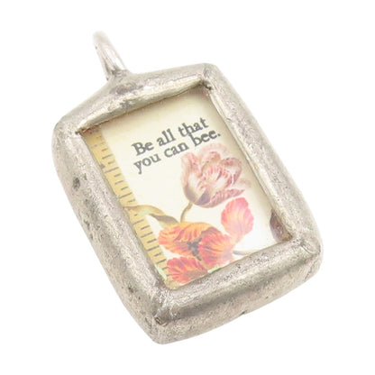 925 Sterling Silver Vintage Pendant Modernist Be All That You Can Bee  PT25919