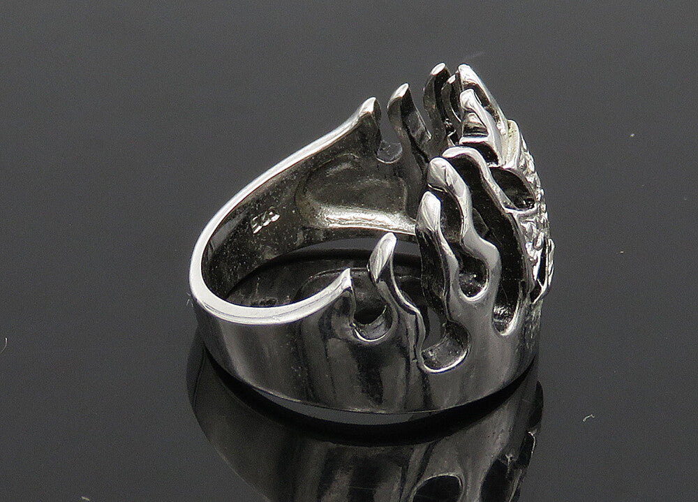 925 Sterling Silver  Vintage Topaz Fire Flames Cross Band Ring Sz 6  RG21001