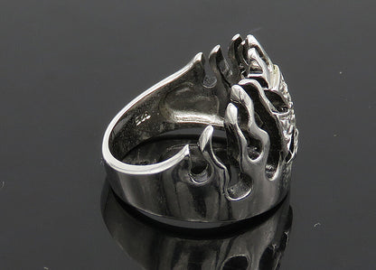 925 Sterling Silver  Vintage Topaz Fire Flames Cross Band Ring Sz 6  RG21001