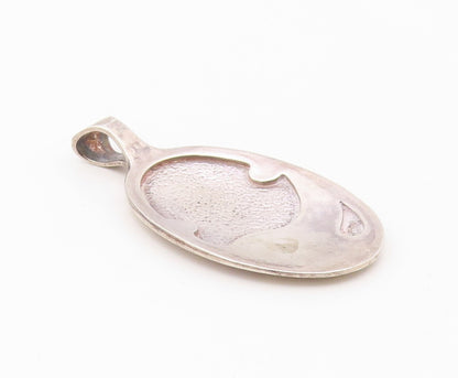 925 Sterling Silver  Vintage Shiny Oval Modernist Pendant  PT19146