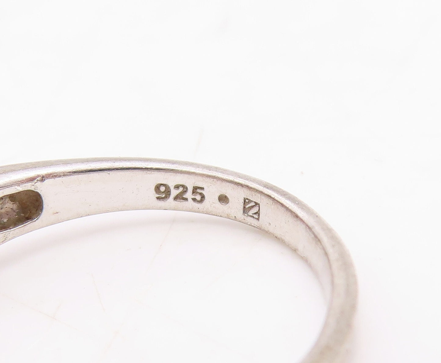 925 Sterling Silver Vintage Ring Designer Cut Diamonds Inlay  Sz 6.5  RG31723