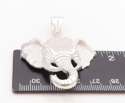 925 Sterling Silver Vintage Pendant Domed Carved Elephant Head  PT23884