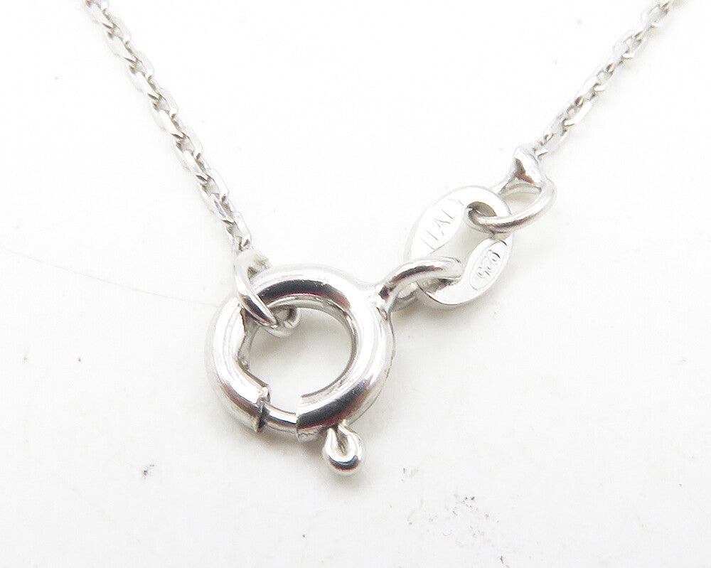 925 Sterling Silver  Shiny Topaz Open Double Love Heart Chain Necklace  NE2041