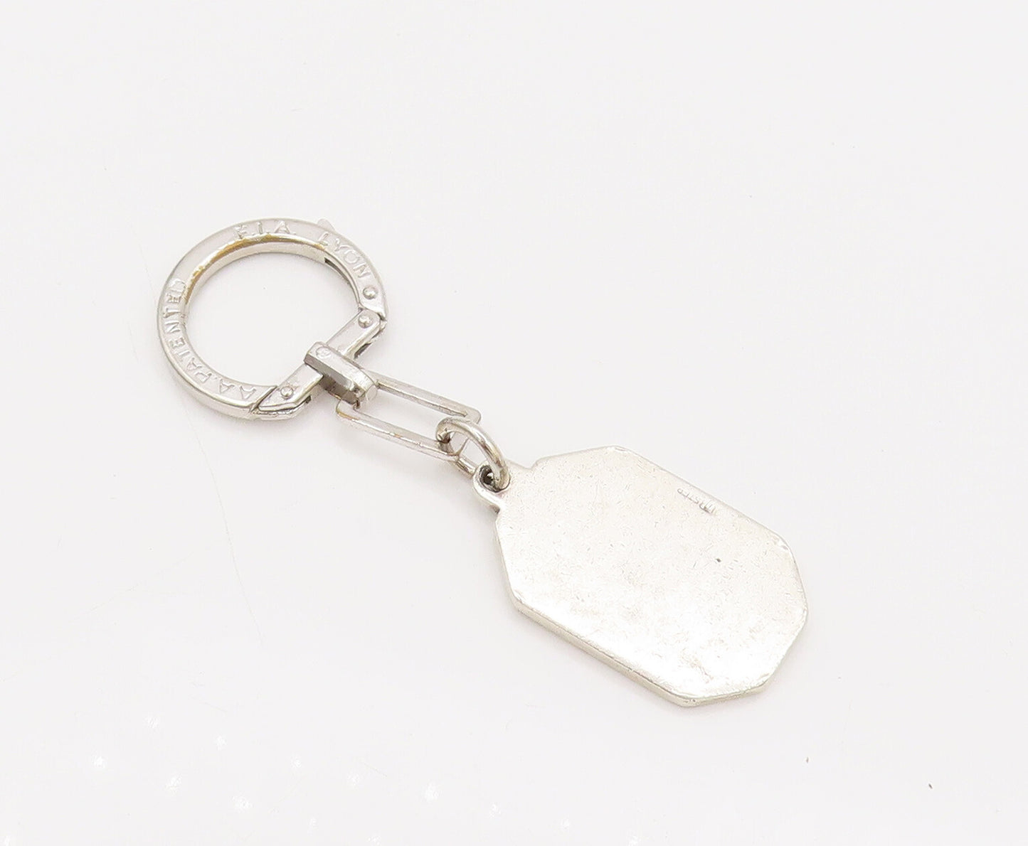 925 Silver  Vintage Rectangular Carved Van Heusen World Globe Keychain  TR3533