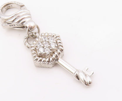JUDITH RIPKA 925 Silver  Vintage Cubic Zirconia Key Motif Pendant  PT19498