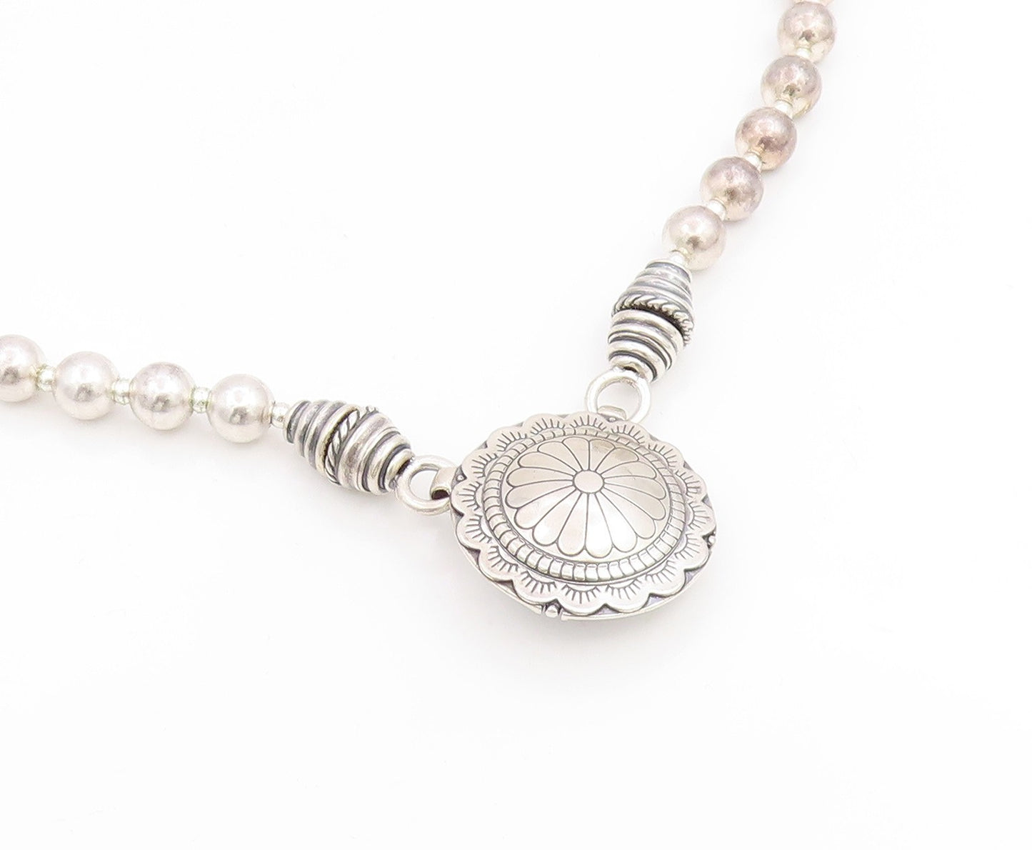 925 Sterling Silver Vintage Necklace CAROLYN POLLACK Lapis Lazuli Beaded  NE4863