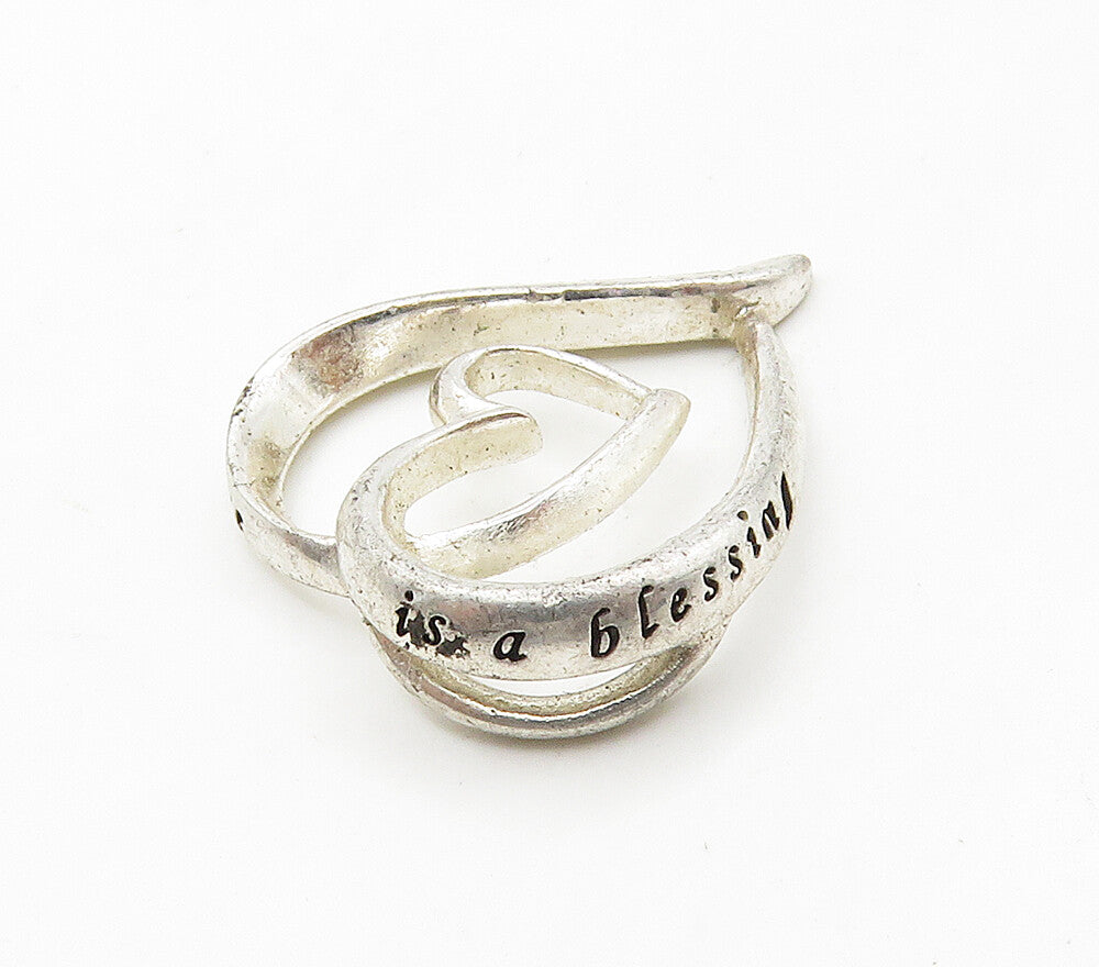 925 Sterling Silver  Grandma Love Quote Open Love Heart Pendant  PT12378