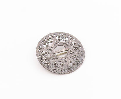 EUROPEAN 925 Silver  Vintage Braided & Beaded Pretzel Twist Brooch Pin  BP9738