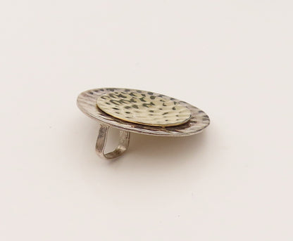 SILPADA 925 Sterling Silver Vintage Two Tone round Hammered Pendant PT21992