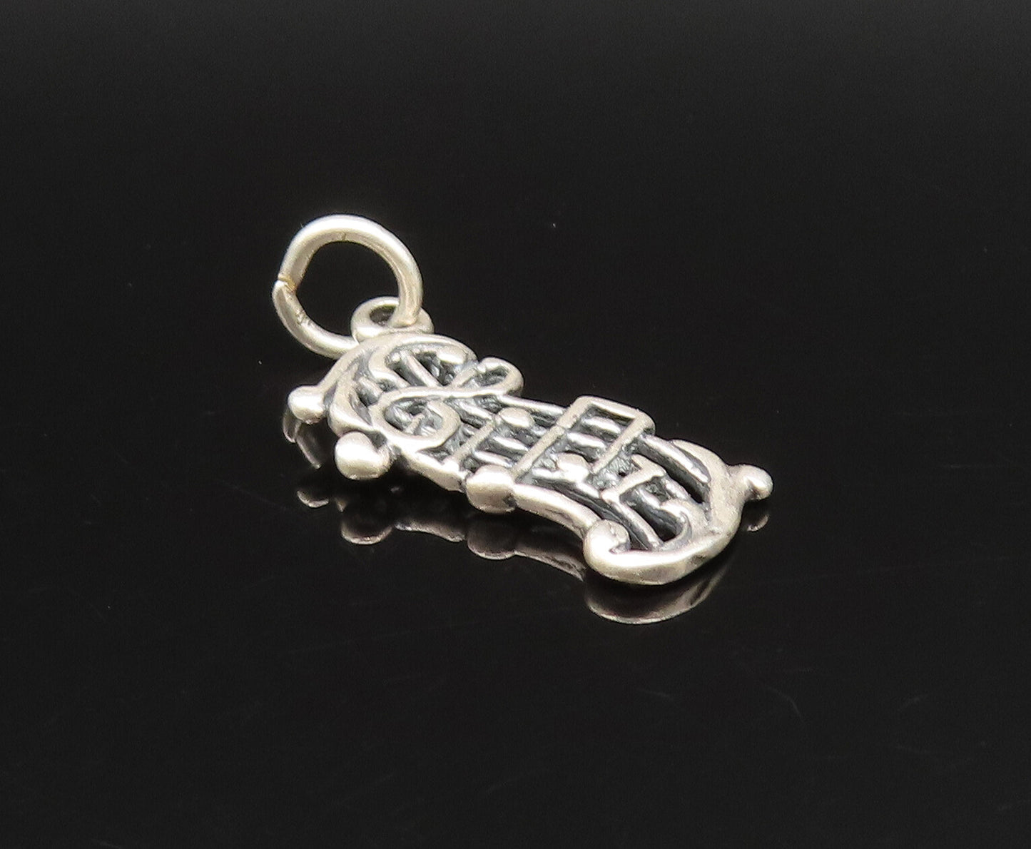 925 Sterling Silver  Vintage Treble Clef With Musical Notes Pendant  PT21043