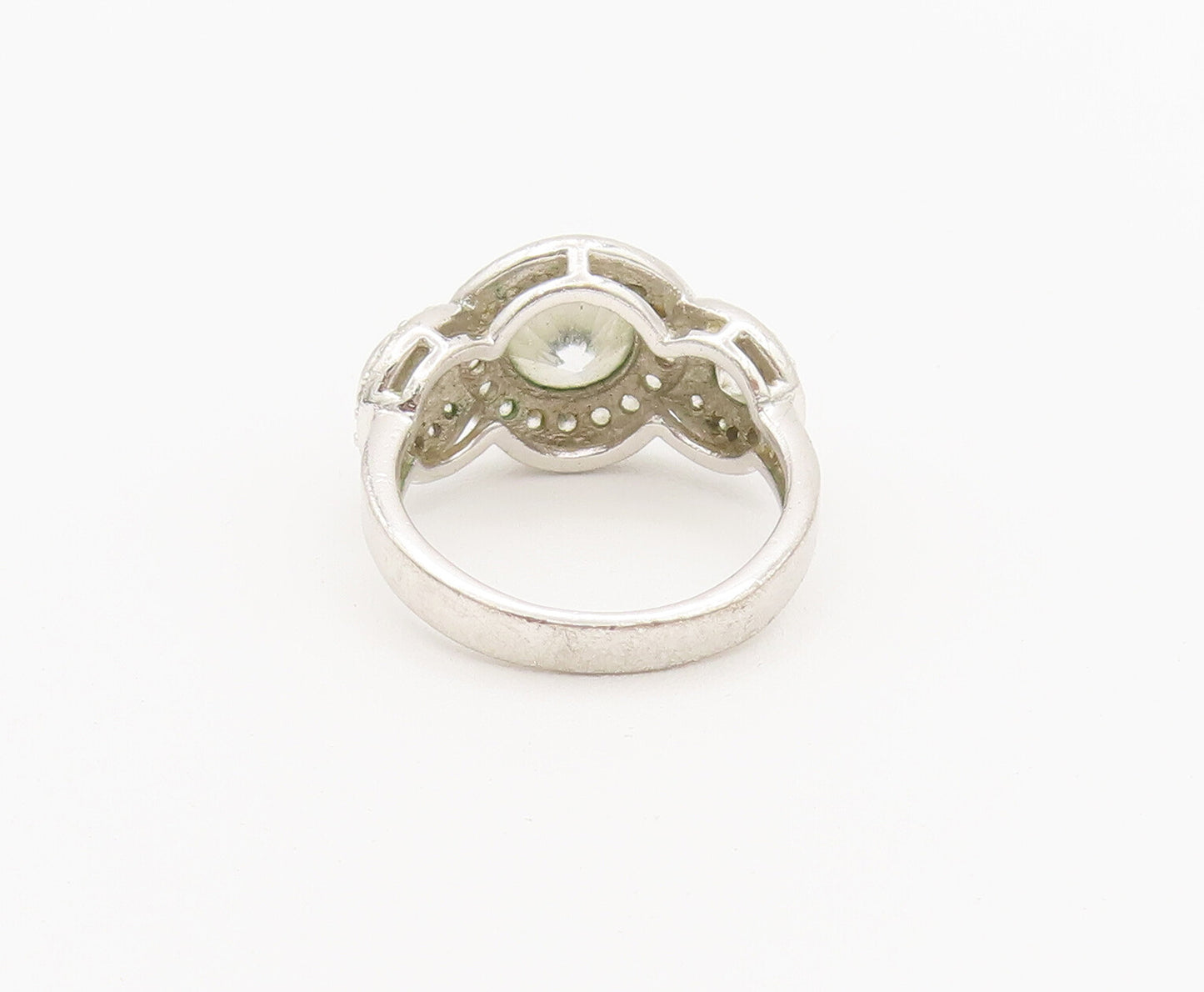 925 Sterling Silver Vintage Ring Minimalist Circular Halo Topaz Sz 6  RG27902