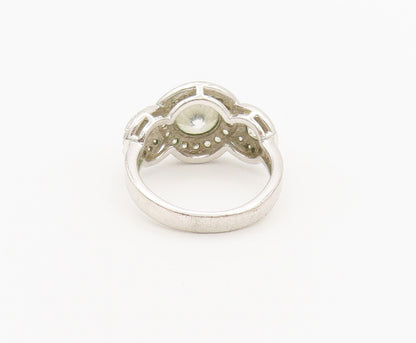 925 Sterling Silver Vintage Ring Minimalist Circular Halo Topaz Sz 6  RG27902
