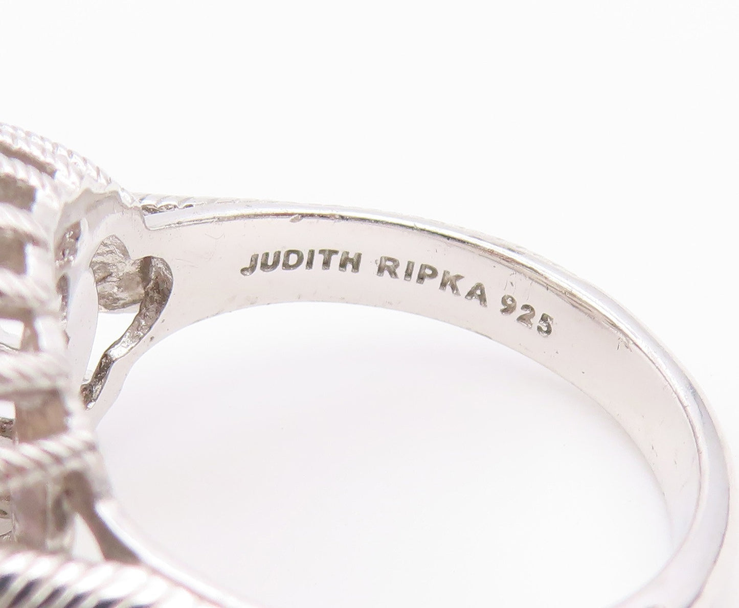 925 Sterling Silver Vintage Ring JUDITH RIPKA Smoky Quartz & CZ  Sz 8  RG36556