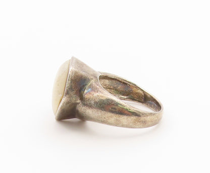 925 Sterling Silver Vintage Ring Modernist Moonstone Shield Band  Sz 6  RG36808