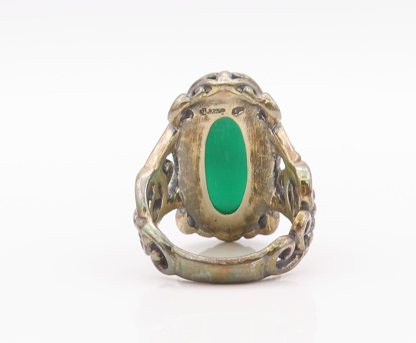 925 Sterling Silver Vintage Ring CAROLYN POLLACK Oval Jade  SZ 8.5 RG32071