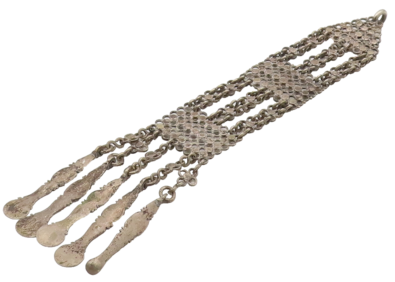 925 Sterling Silver  Vintage Ornate Chain Dangling Long Pendant  PT21981