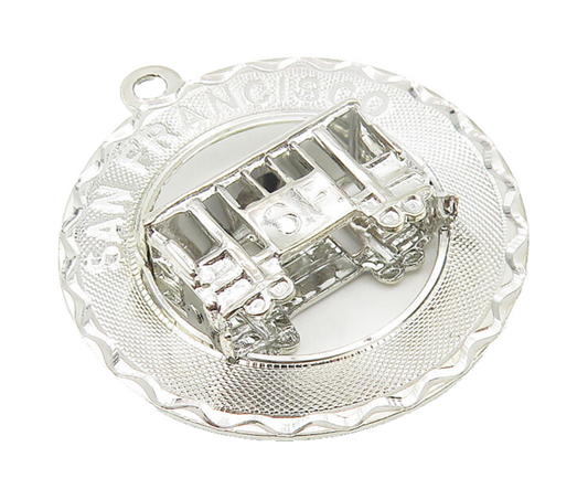 925 Sterling Silver  Vintage Shiny San Francisco Cable Car Pendant  PT9383