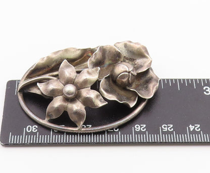 925 Sterling Silver Vintage Brooch Pin GEORG JENSEN Classic Floral Frame BP12624