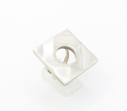 925 Sterling Silver  Vintage Shiny Cutout Square Statement Ring Sz 6  RG16730