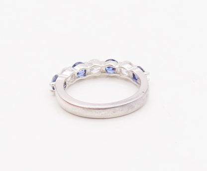 925 Sterling Silver Vintage Ring Round Cut Blue & White CZ Band  Sz 7  RG29799