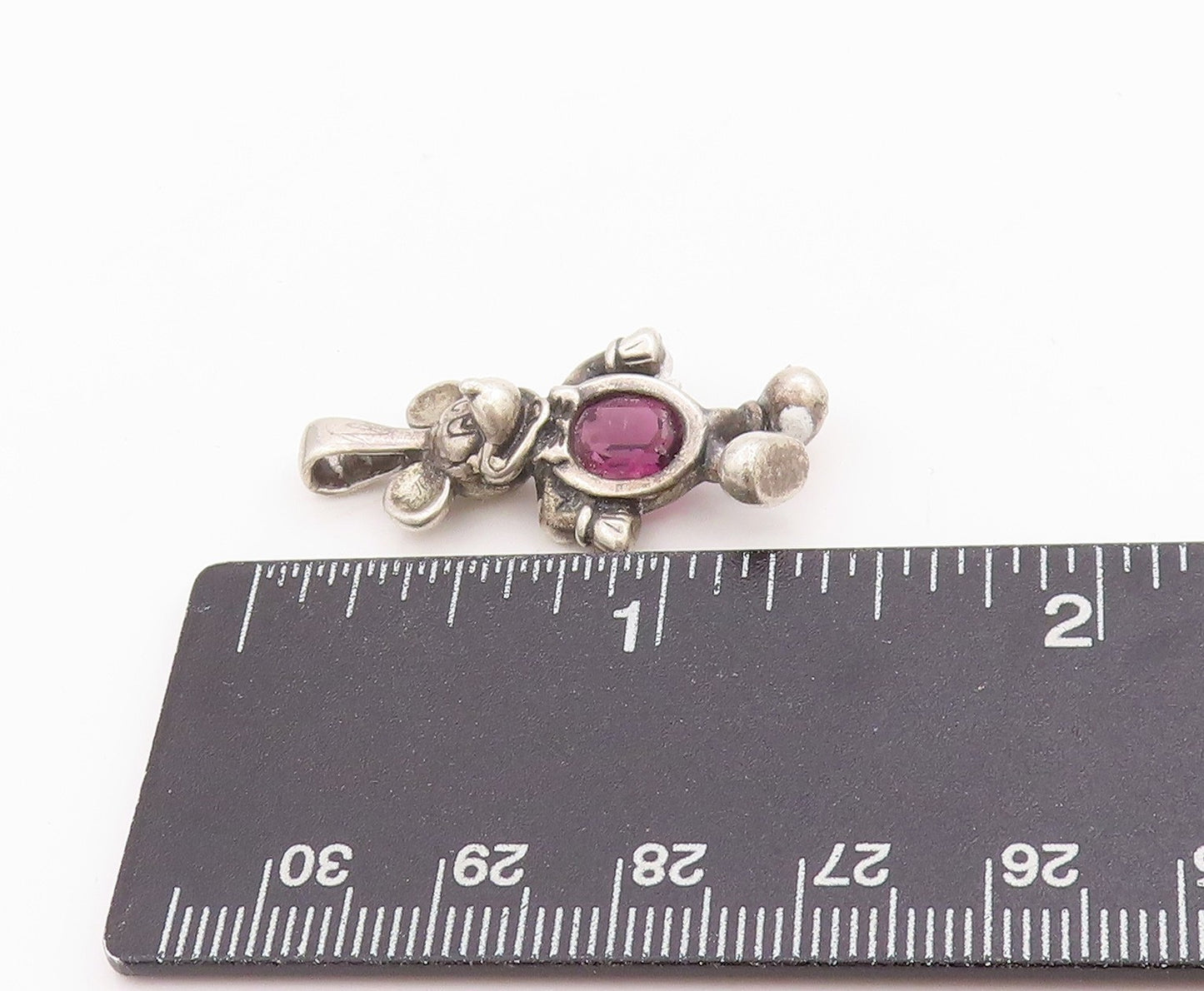 925 Sterling Silver Vintage Pendant DISNEY Amethyst Micky Mouse Charm  PT24495
