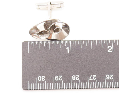 925 Sterling Silver Vintage Swirly Spiral Cutout Solid Heart Cufflinks  TR3557
