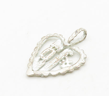 925 Sterling Silver  Vintage Number One Mom Love Heart Pendant  PT12258