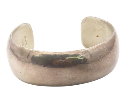 925 Sterling Silver Vintage Bracelet CAROL FELLEY Minimalist Wide Cuff  BT12131